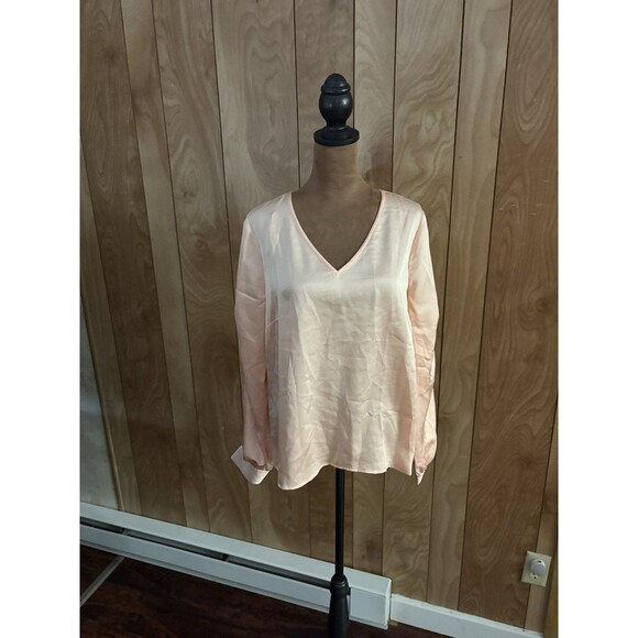 CeCe Tops - Cece Peach V-neck Blouse‎ With Button Sleeves Size Small Pink